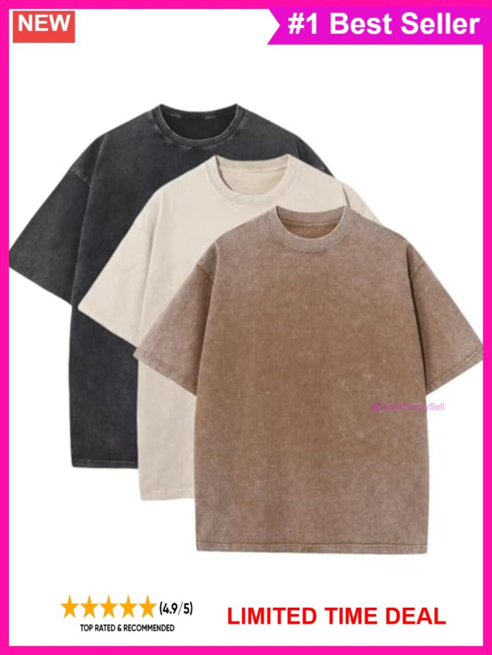 Oversized Vintage Washed Cotton T-Shirt Loose Fit Casual Tee